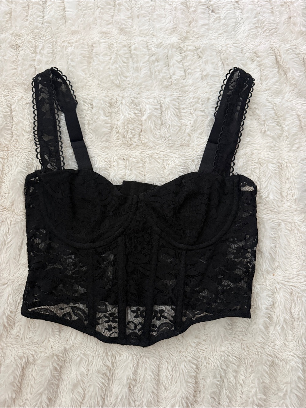 Edikted Black Lace Bustier Crop Top